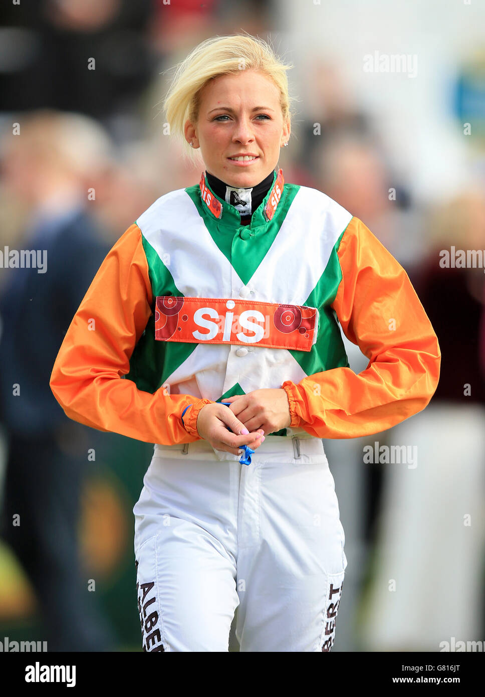 Horse Racing - 2015 Dante Festival - Betfred Yorkshire Cup - York Racecourse. Samantha Bell, jockey Stock Photo