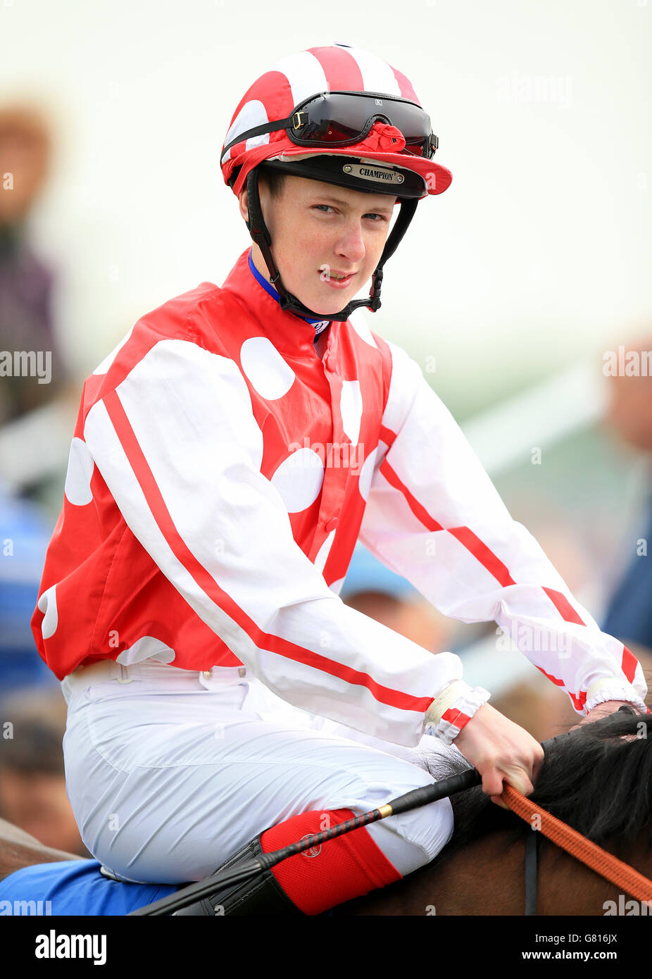 Horse Racing - 2015 Dante Festival - Betfred Yorkshire Cup - York Racecourse. Nathan Evans, jockey Stock Photo