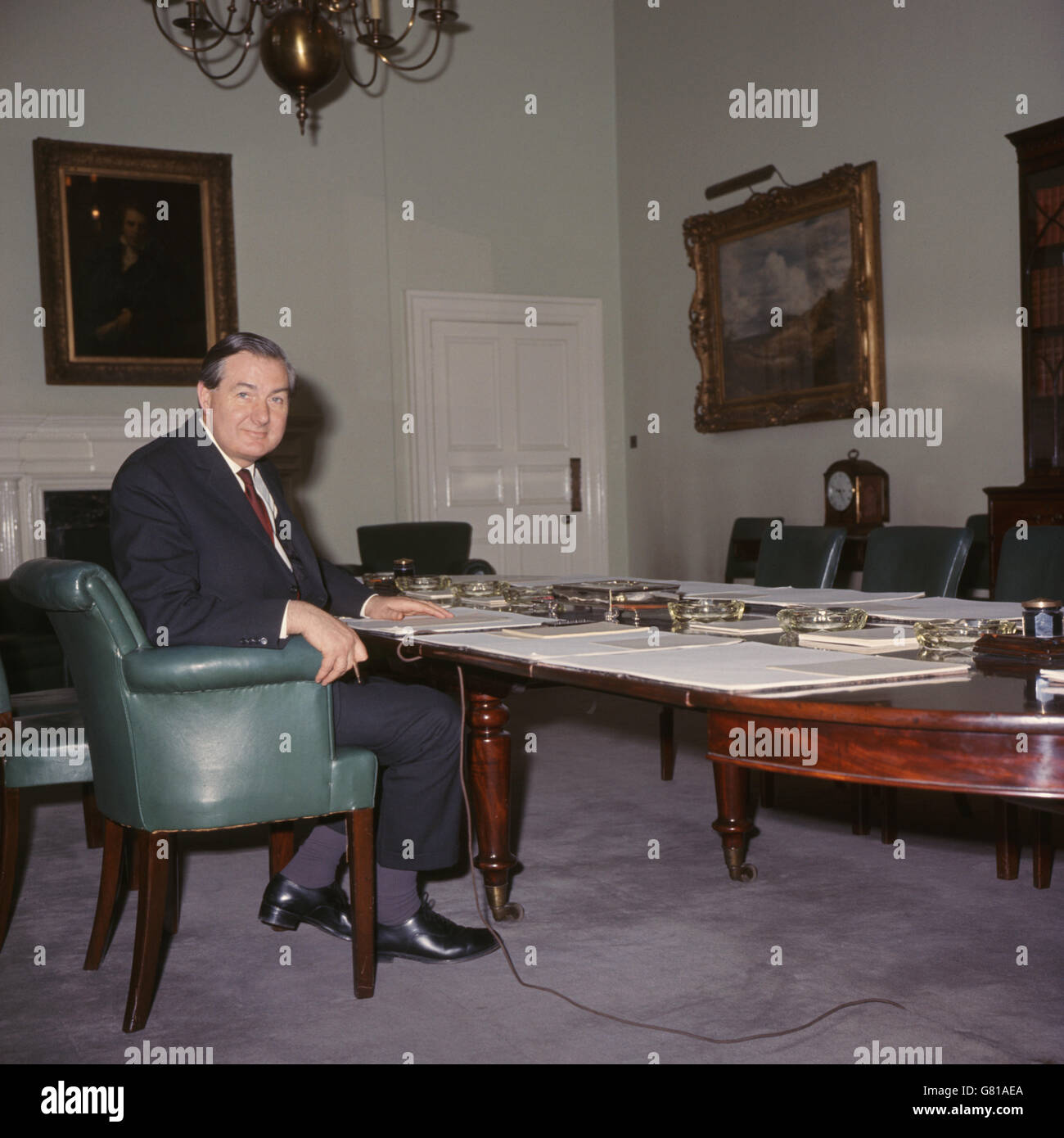 Mr James Callaghan, the Chancellor of the Exchequer, at The Treasury, Great George Street, London. Stock Photo