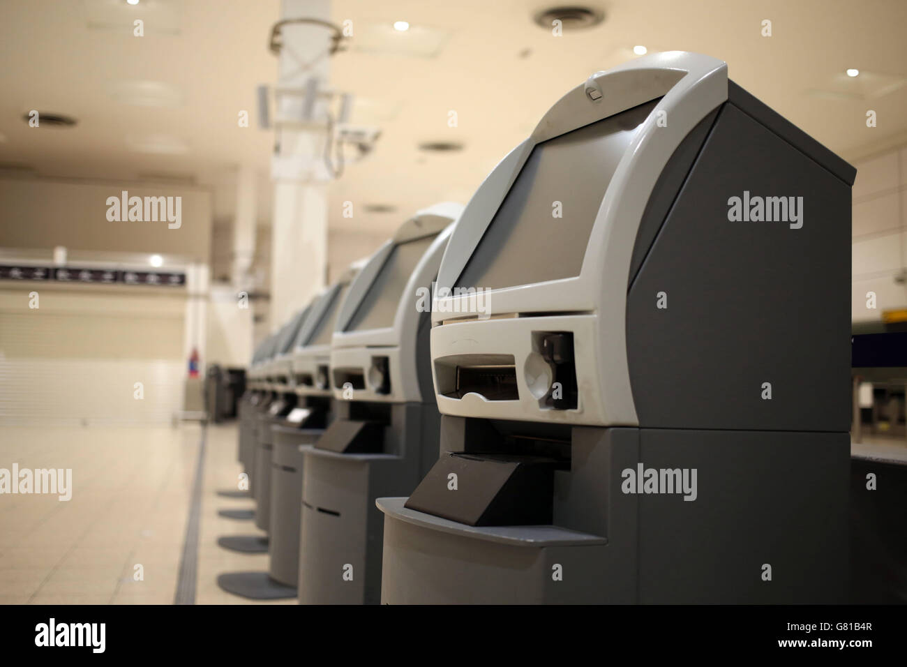 The departures level of Terminal One at Heathrow Airport which is