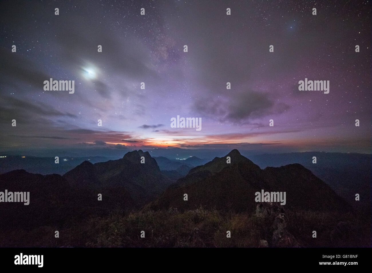 The Milky Way and some trees. In the mountains Stock Photo - Alamy