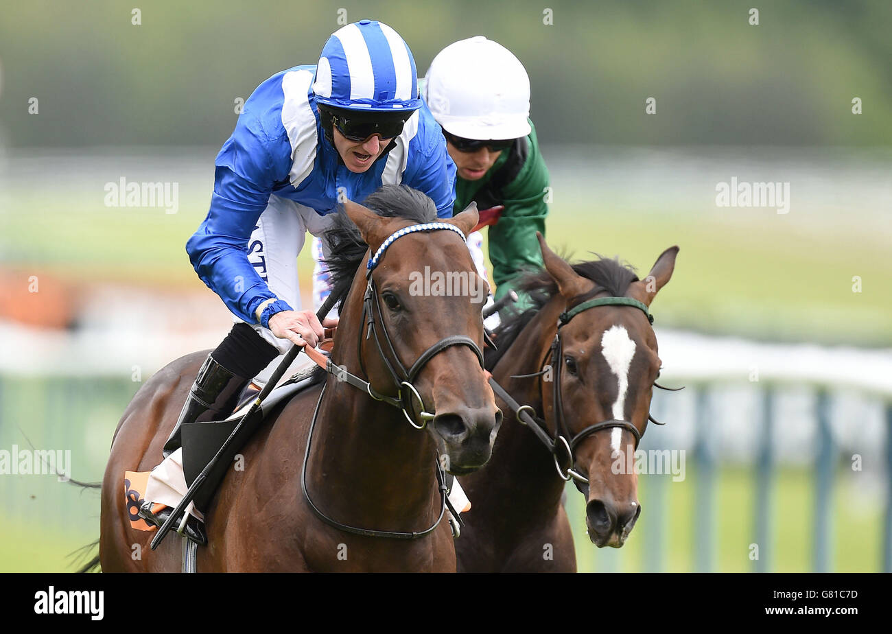 Adaay ridden by Paul Hanagan wins the 888sport Sandy Lane Stakes at Haydock Park Racecourse, Newton-le-Willows. Stock Photo