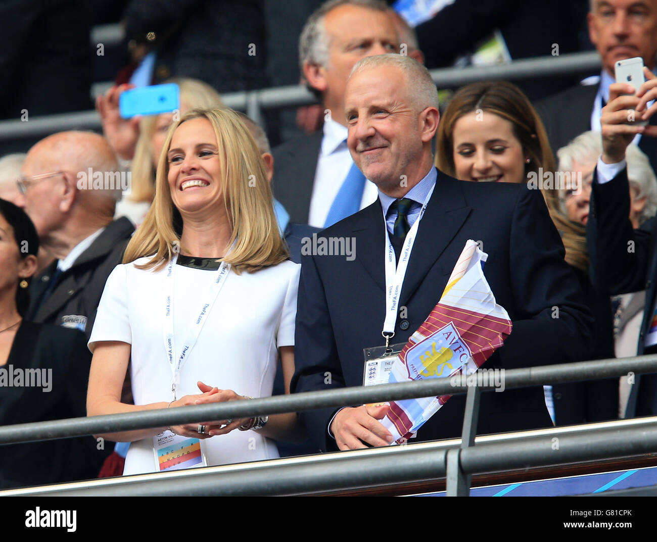 Soccer - FA Cup - Final - Arsenal v Aston Villa - Wembley Stadium. Aston Villa owner Randy Lerner (right) in the stands Stock Photo