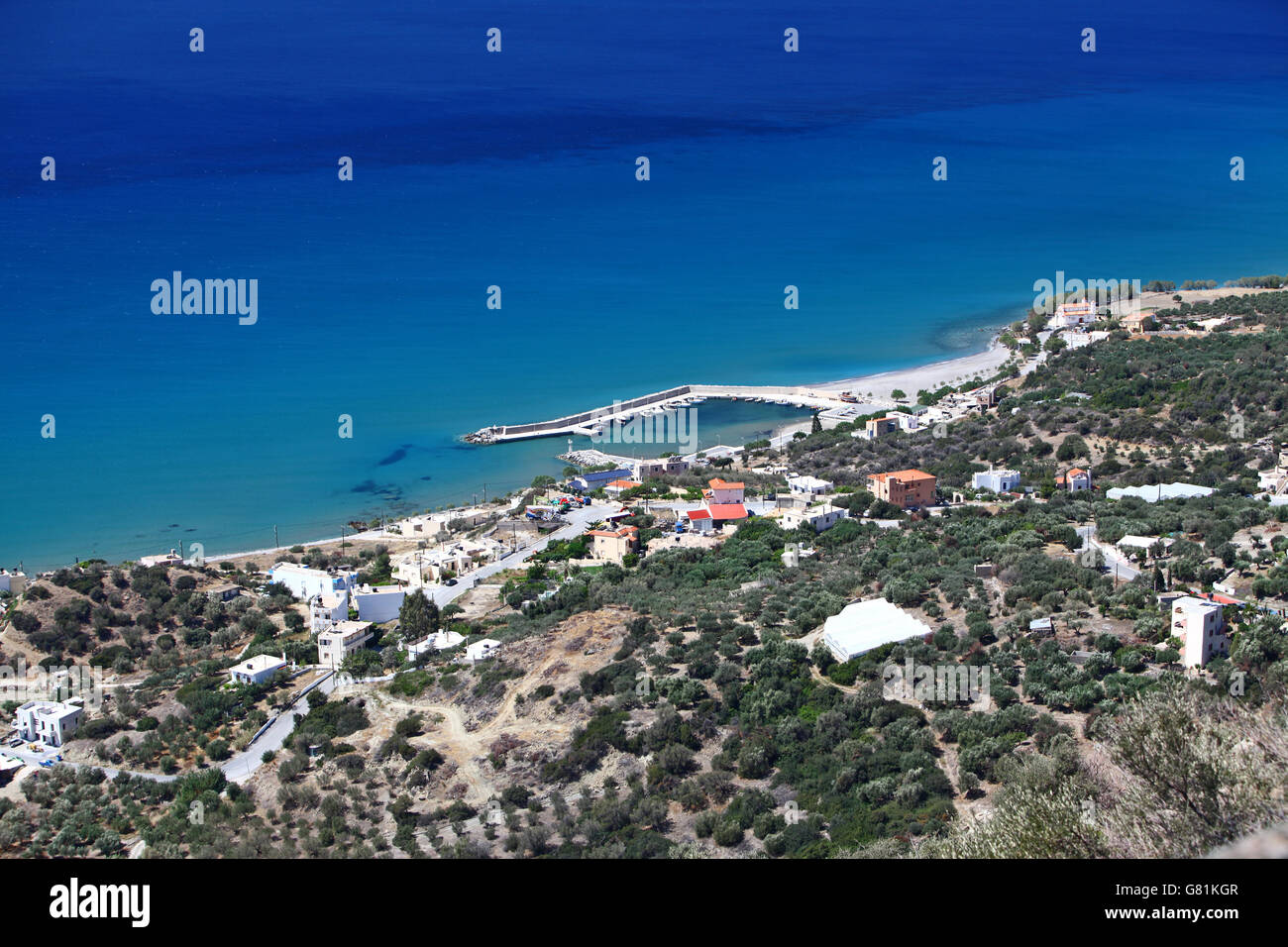 A small isolated Cretan harbour on the southern coast Stock Photo