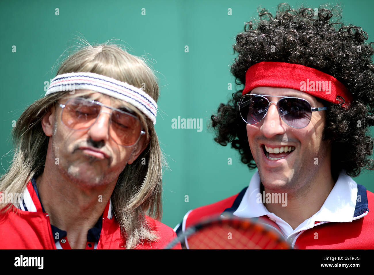 Fans dressed as John McEnroe and Bjorn Borg on day One of the Wimbledon  Championships at the All England Lawn Tennis and Croquet Club, Wimbledon  Stock Photo - Alamy