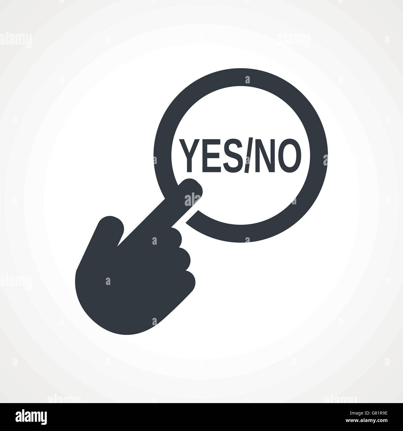 Hand presses the button with text "Yes/No Stock Vector Image & Art - Alamy