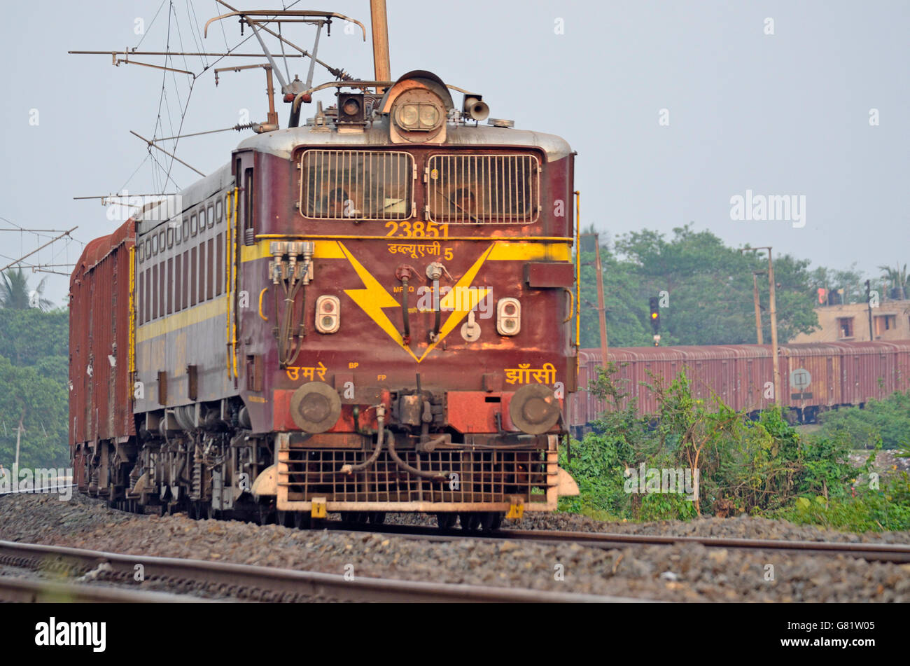 Goods train, Indian Railways Stock Photo