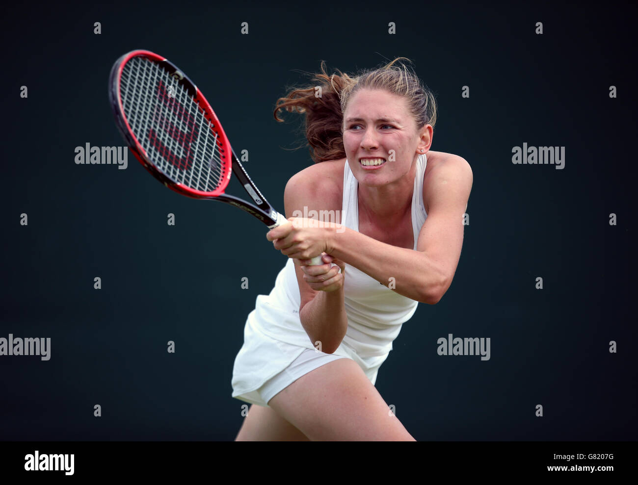 Ekaterina Alexandrova in action against Ana Ivanovic on day One of the ...