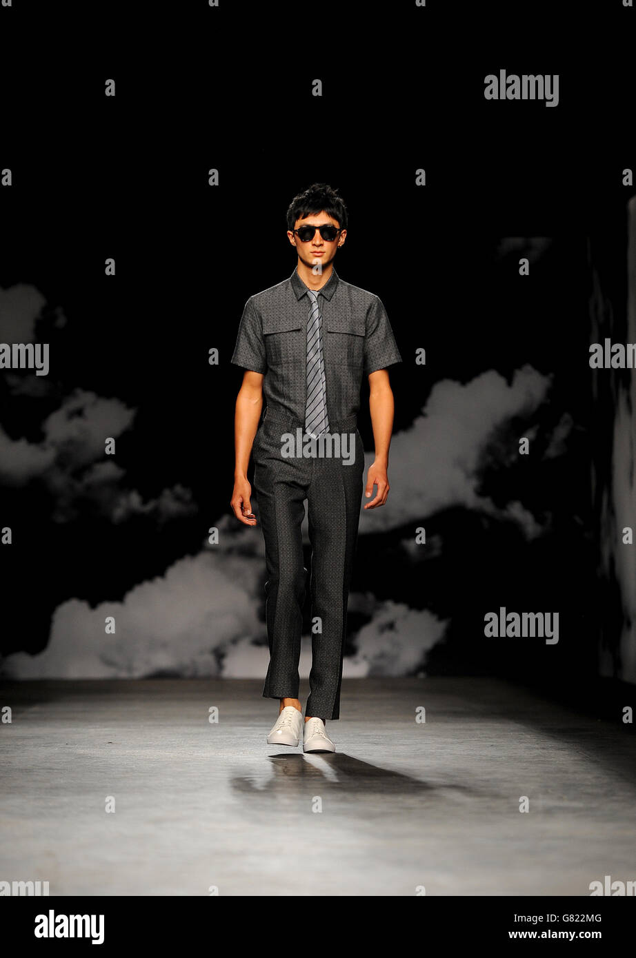 Model on catwalk tiger fashion show 