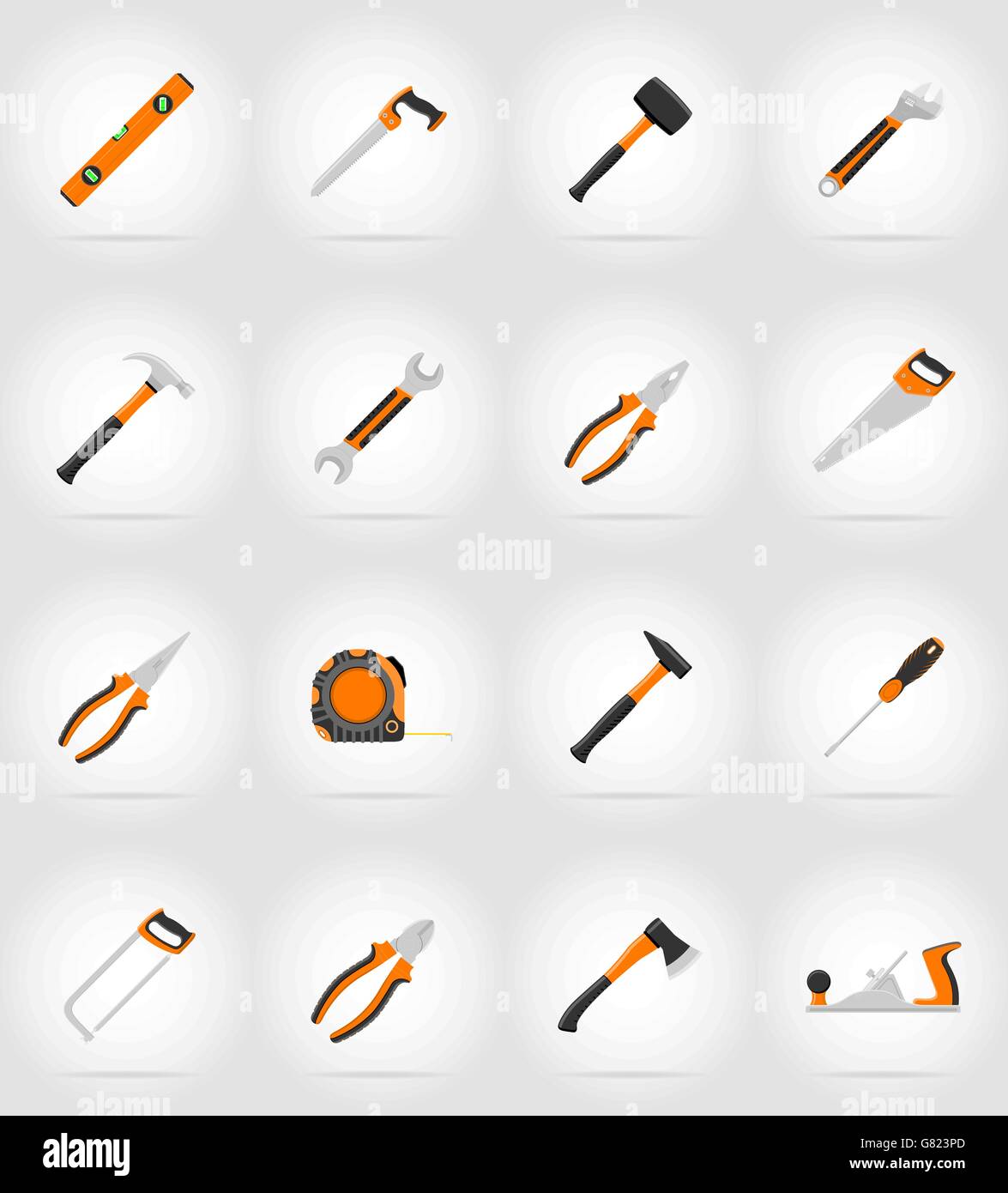 repair and building tools flat icons vector illustration isolated on ...