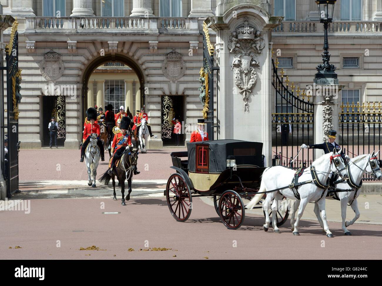 The Prince of Wales, Colonel of Welsh Guards (centre left) leads the ...