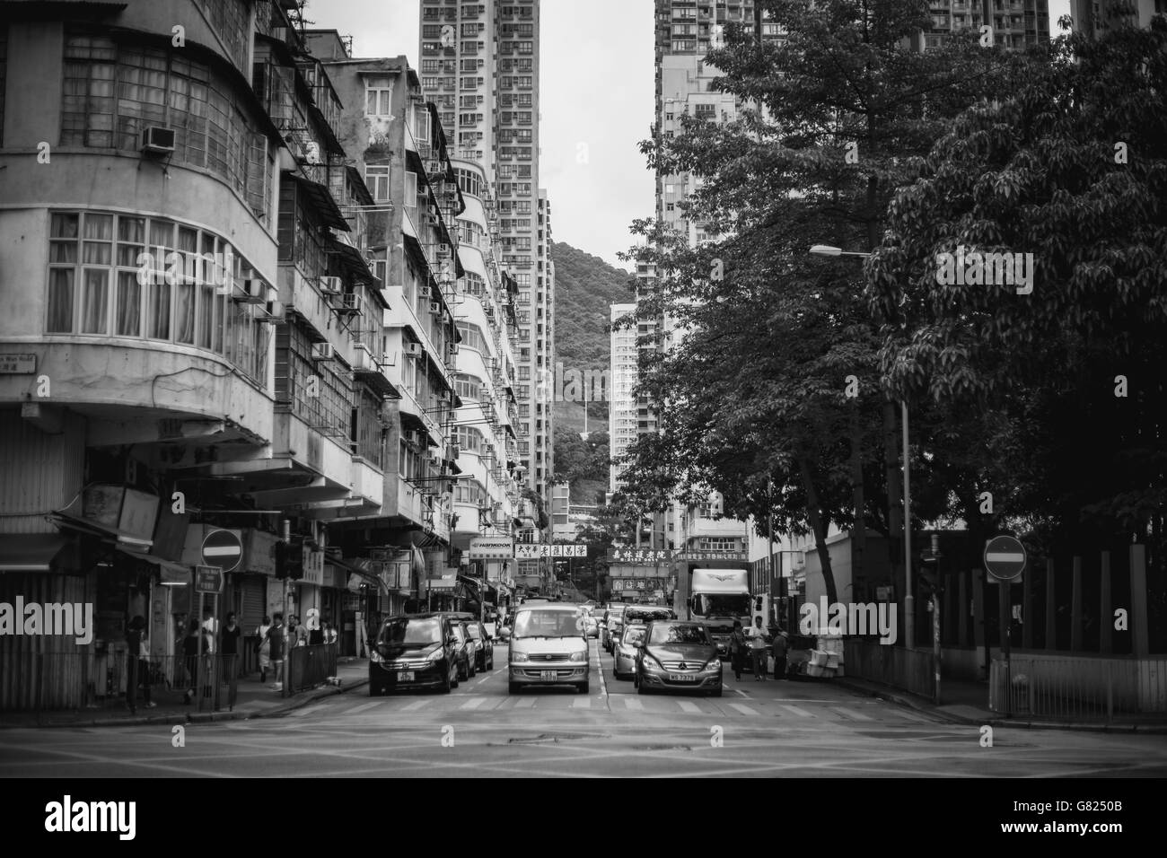 Hong Kong Crowded Public Housing located in Sham Shui Po District Stock Photo