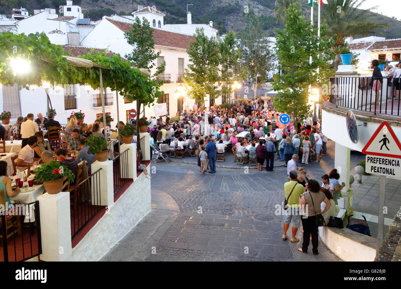 San Juan, Celebrations in square of small spanish village, Mijas, Andalusia, Spain. Stock Photo