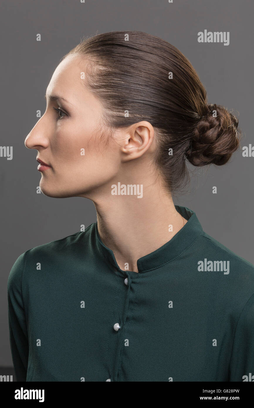 Woman close up hair bun hi-res stock photography and images - Alamy