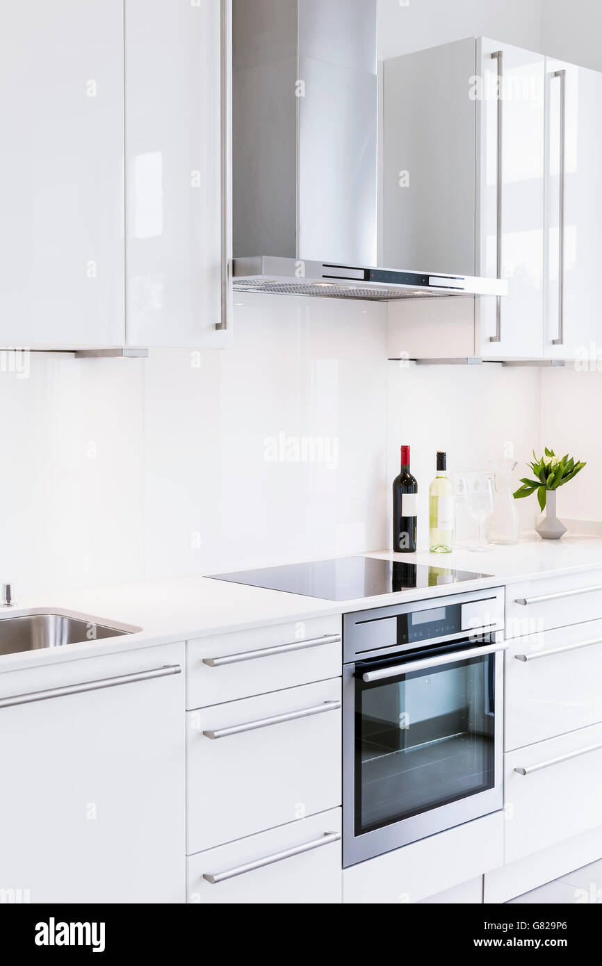 Range vent over stove in modern kitchen Stock Photo Alamy
