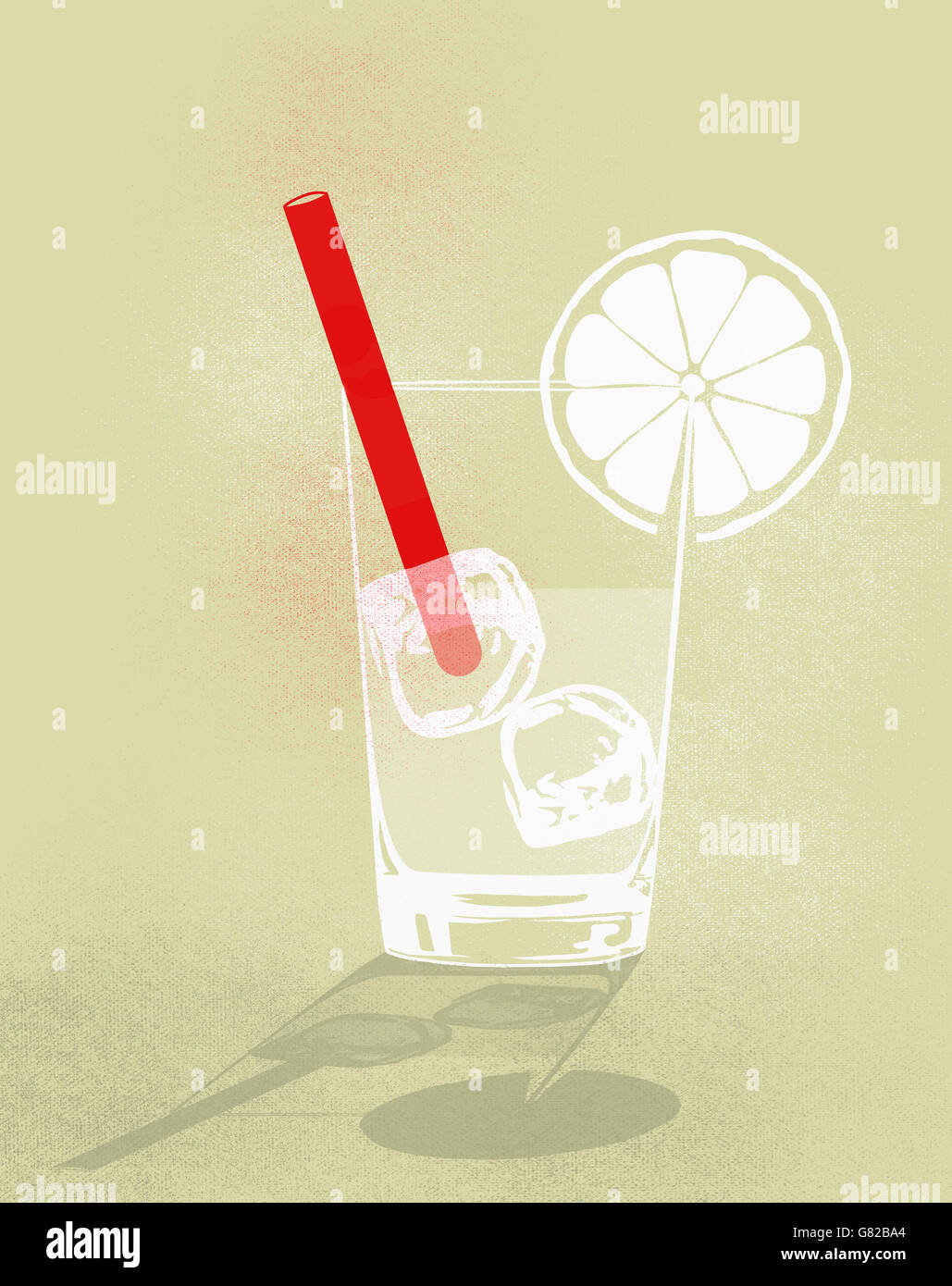 Digital composite image of cold drink against yellow background Stock Photo