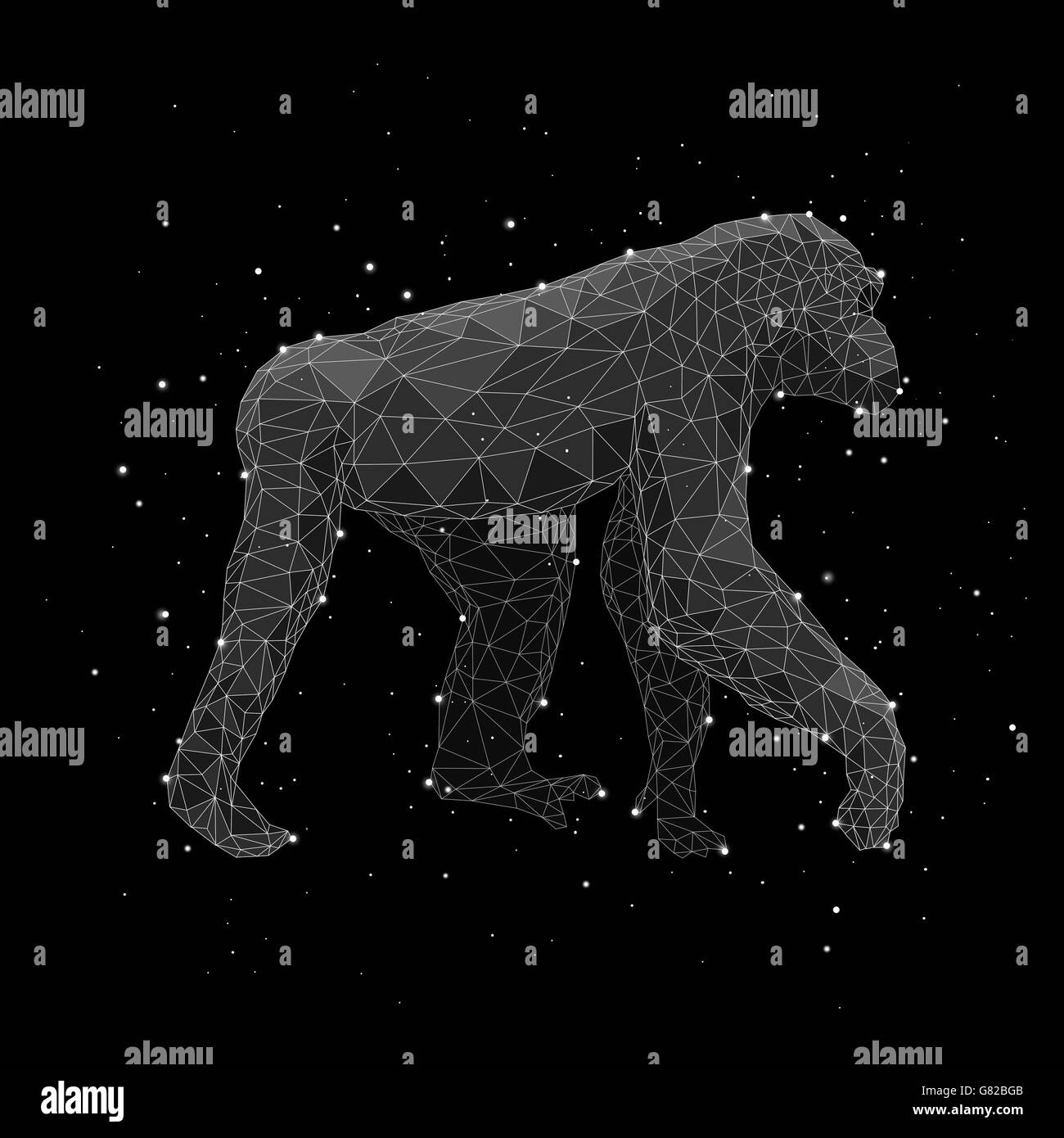 Digital composite image of constellation forming chimpanzee against black background Stock Photo