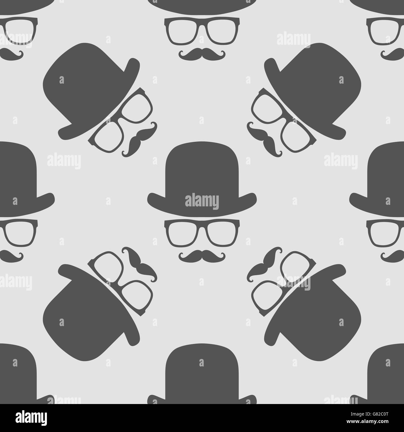 Vintage hipster hat and mustache symbol seamless pattern Stock Vector ...
