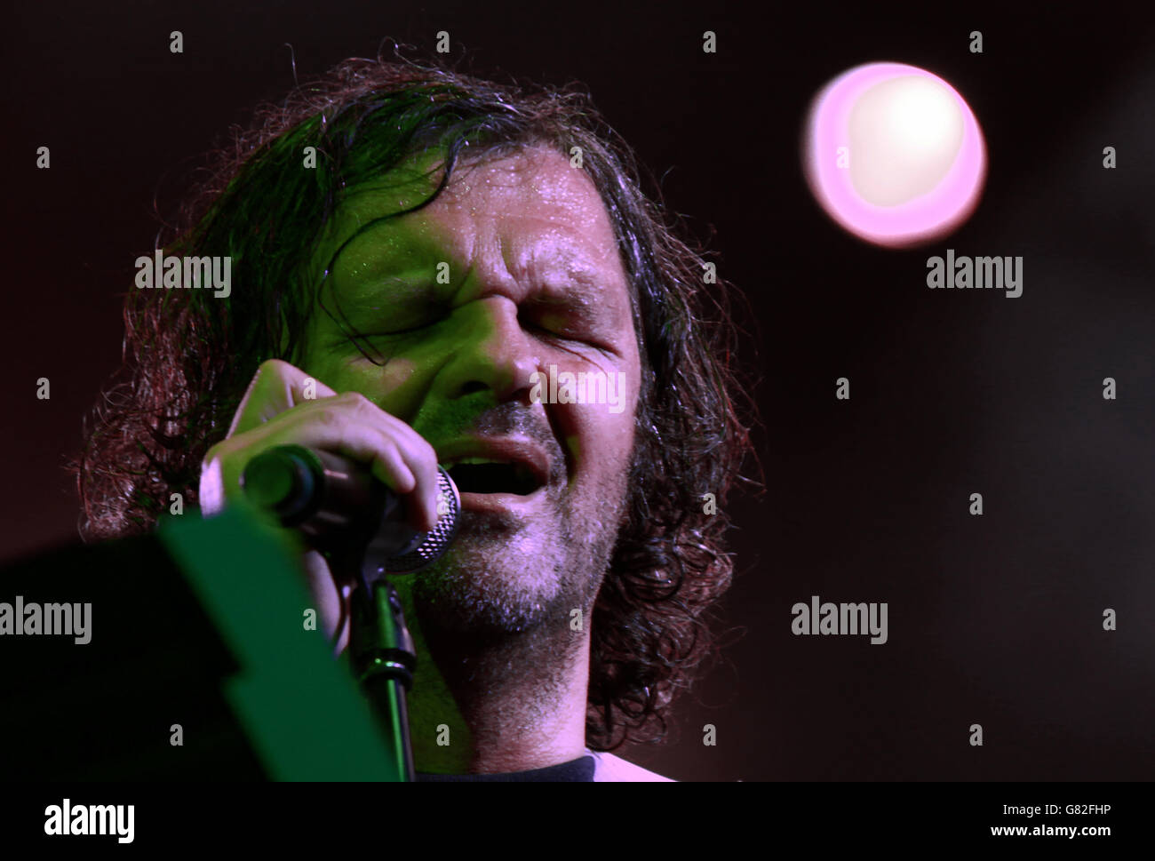 Emir Kusturica and his band The no smoking orchestra perform on stage at Nice Jazz Festival on July 11, 2012 in Nice, France. Stock Photo