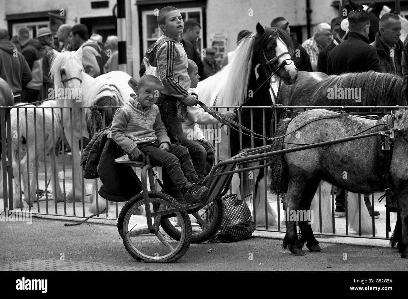 The annual gathering of gypsies and travellers Black and White Stock