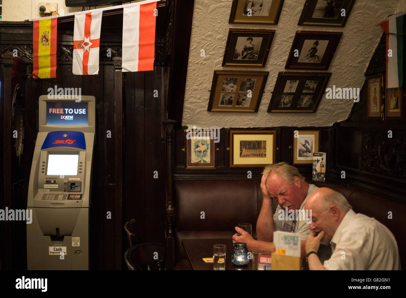 enjoying a drink in The Horse Shoe bar, Glasgow, Scotland, UK. Stock Photo
