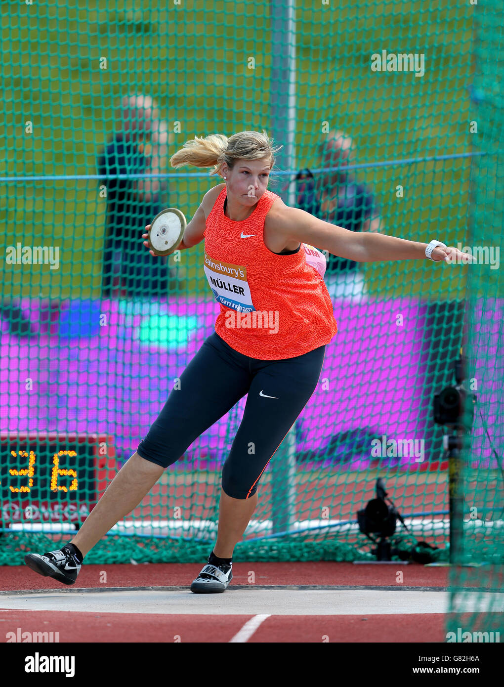 Nadine Muller during the Discus Throw during the Sainsbury's Birmingham