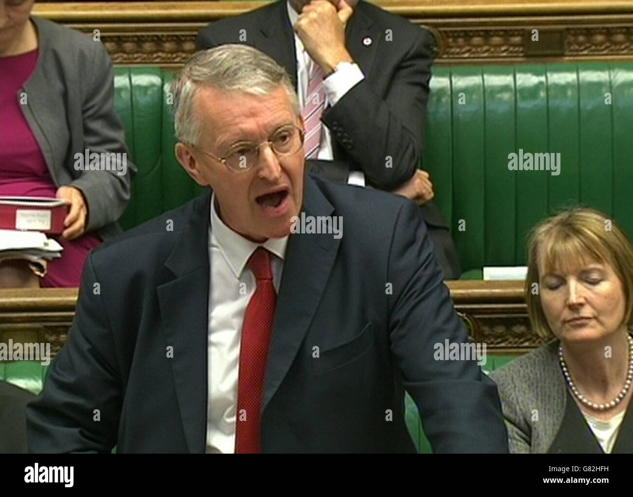 Labour MP Hilary Benn speaks in the House of Commons, London, during an EU referendum bill debate. Stock Photo