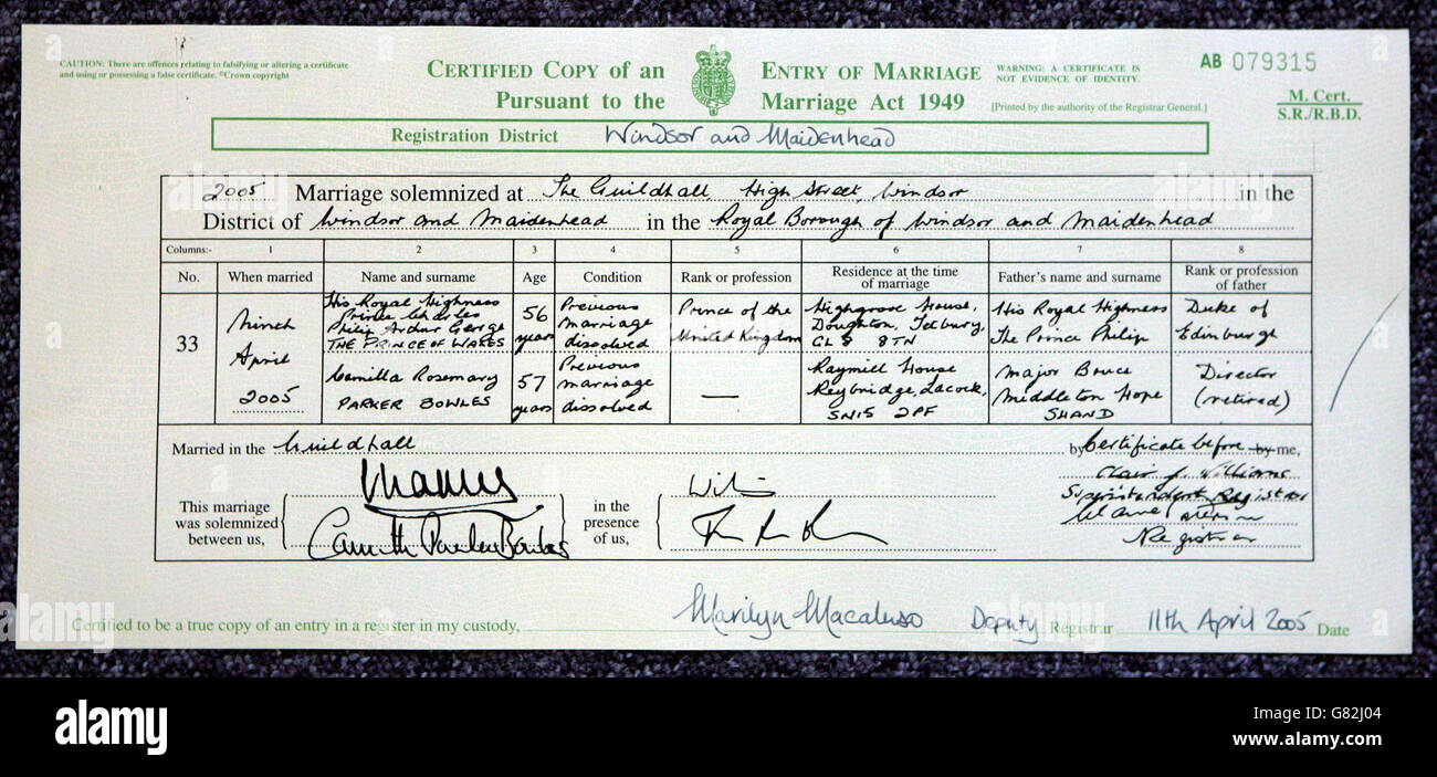 Royal Wedding - Marriage of Prince Charles and Camilla Parker Bowles