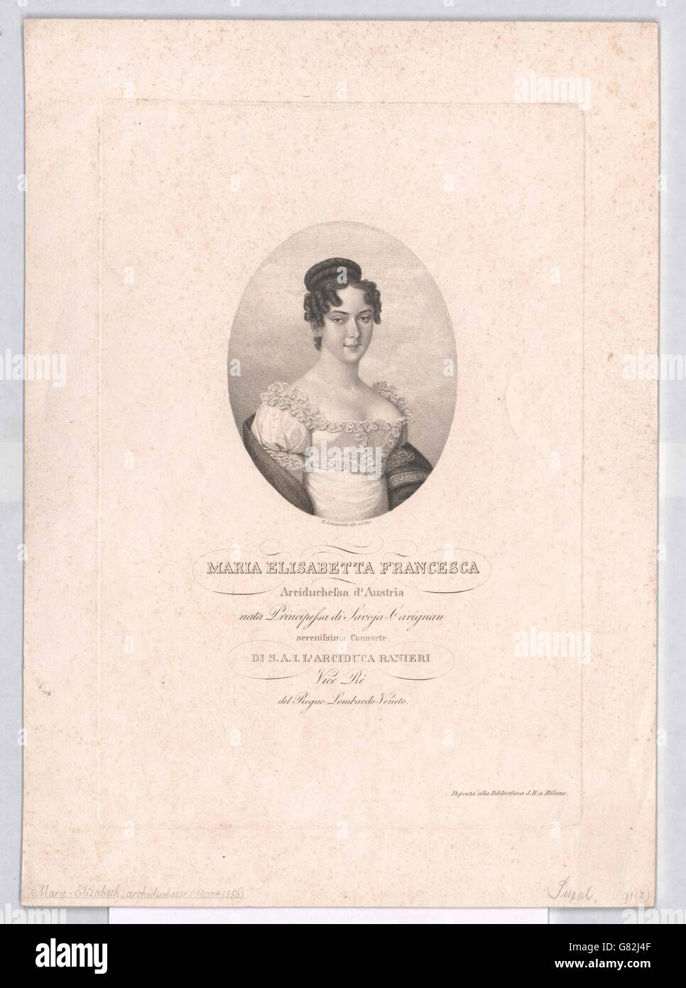 Elisabeth, Prinzessin von Savoyen-Carignan Stock Photo