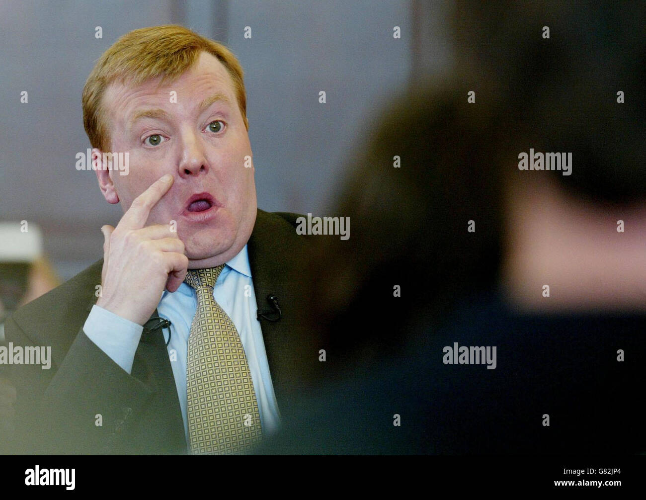 Liberal Democrat leader Charles Kennedy (right) takes questions from students. Stock Photo