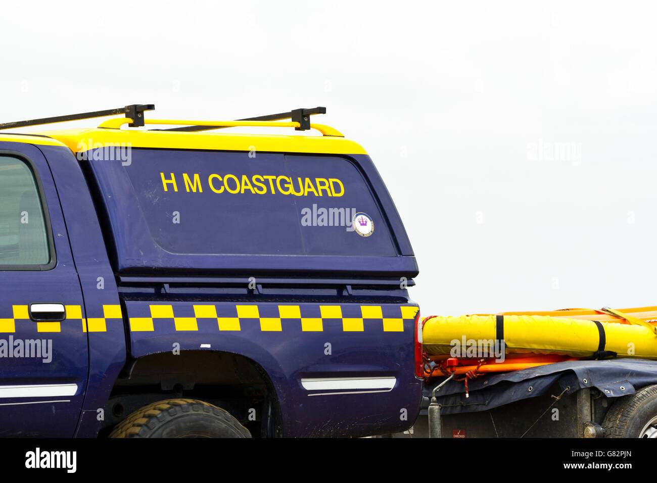 Coastguard vehicle on the beach at Weston-Super-Mare, North Somerset, UK Stock Photo