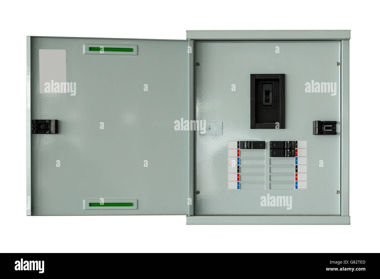 close up control box open on isolated with clipping path. Stock Photo