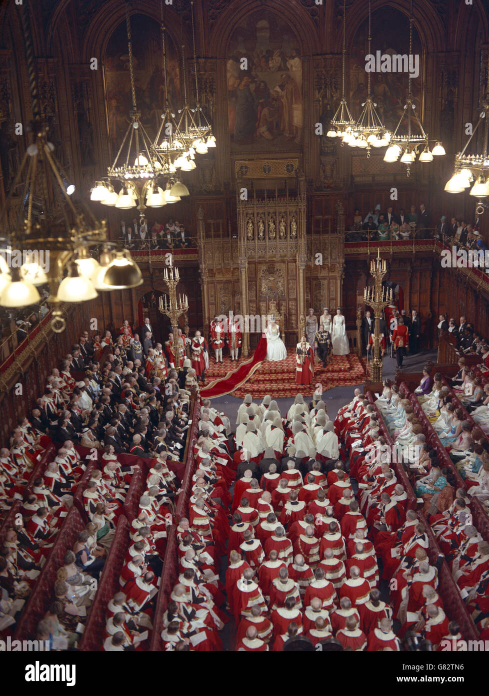 General view of inside the House of Lords during the opening of Parliament on the Queen's 40th birthday. Stock Photo