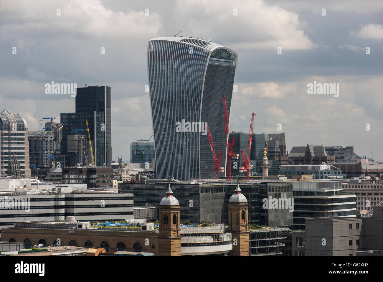 London and City of London panoramic view from Tate Modern Switch House roof observation terrace. London England. June 2016 Stock Photo