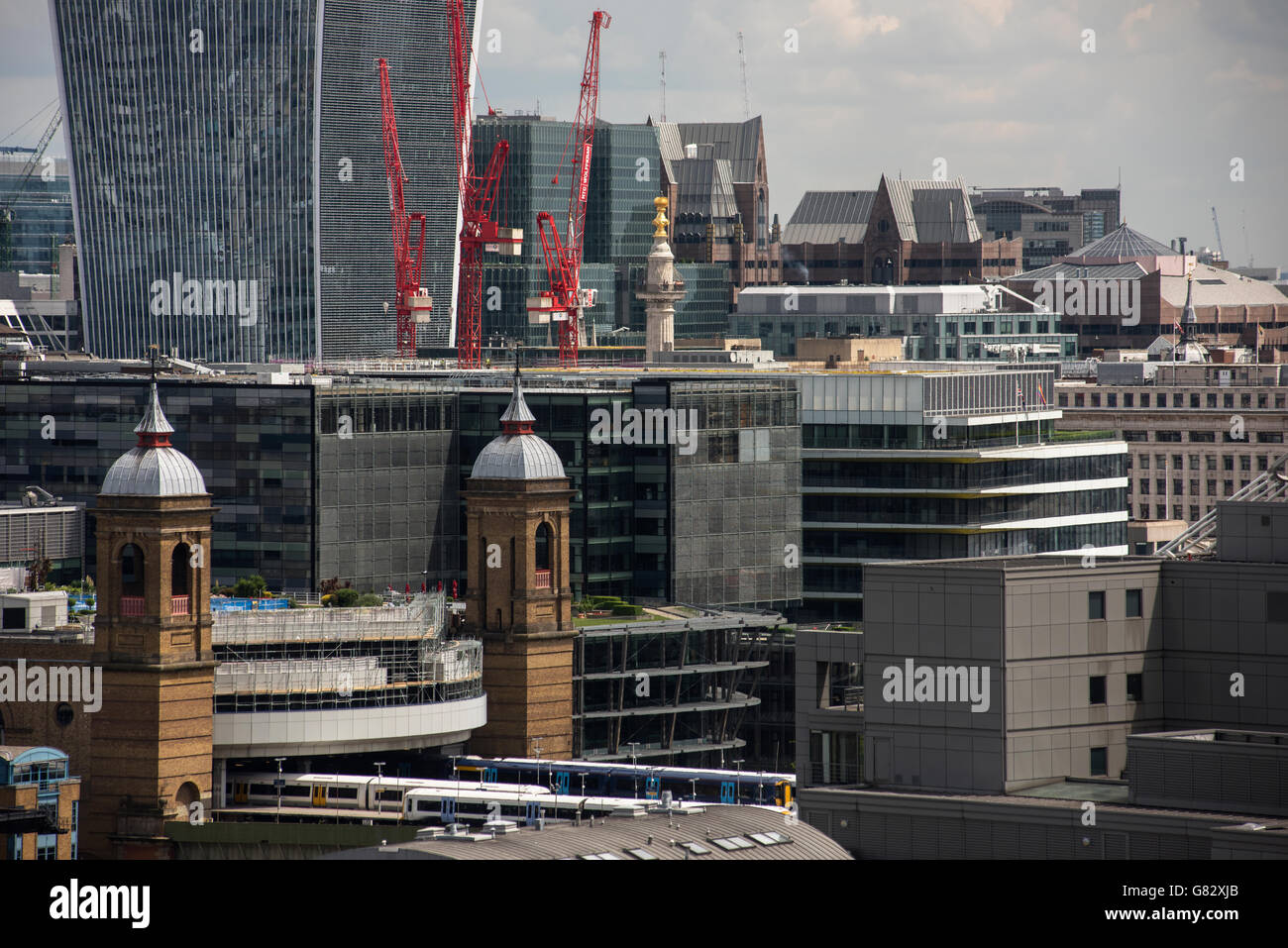 London and City of London panoramic view from Tate Modern Switch House roof observation terrace. London England. June 2016 Stock Photo