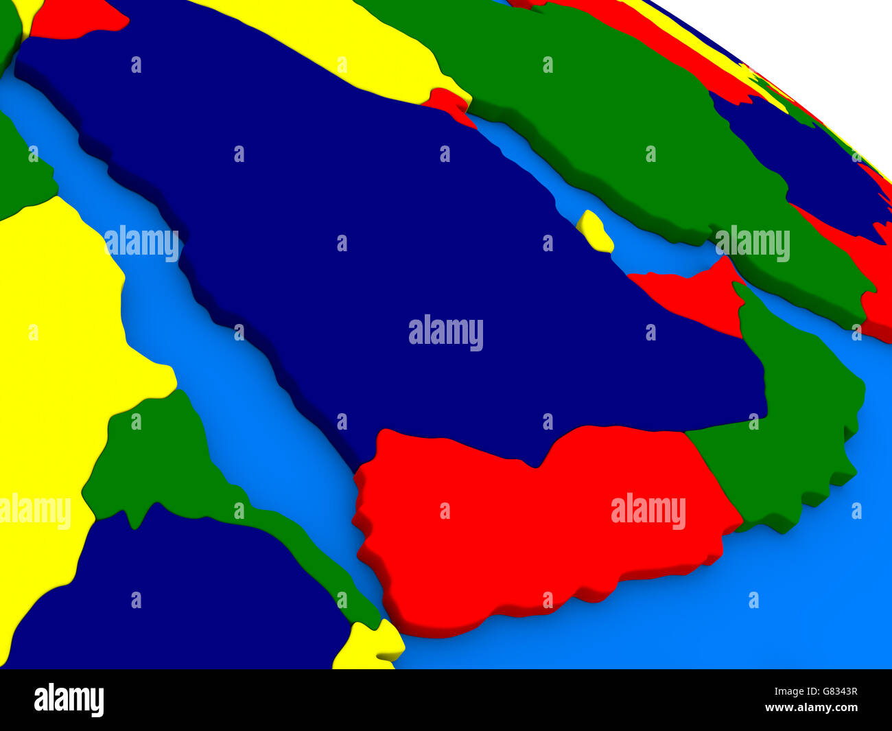 Arab peninsula on colorful political globe. 3D illustration Stock Photo ...