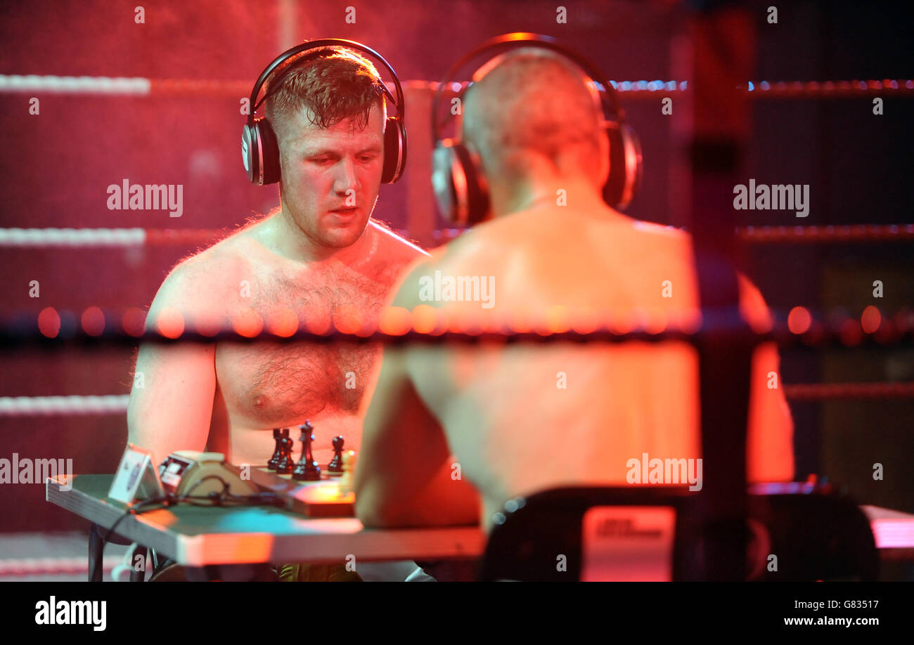 Karl Ouch and Ion Citu play a round of chess during their bout at News  Photo - Getty Images