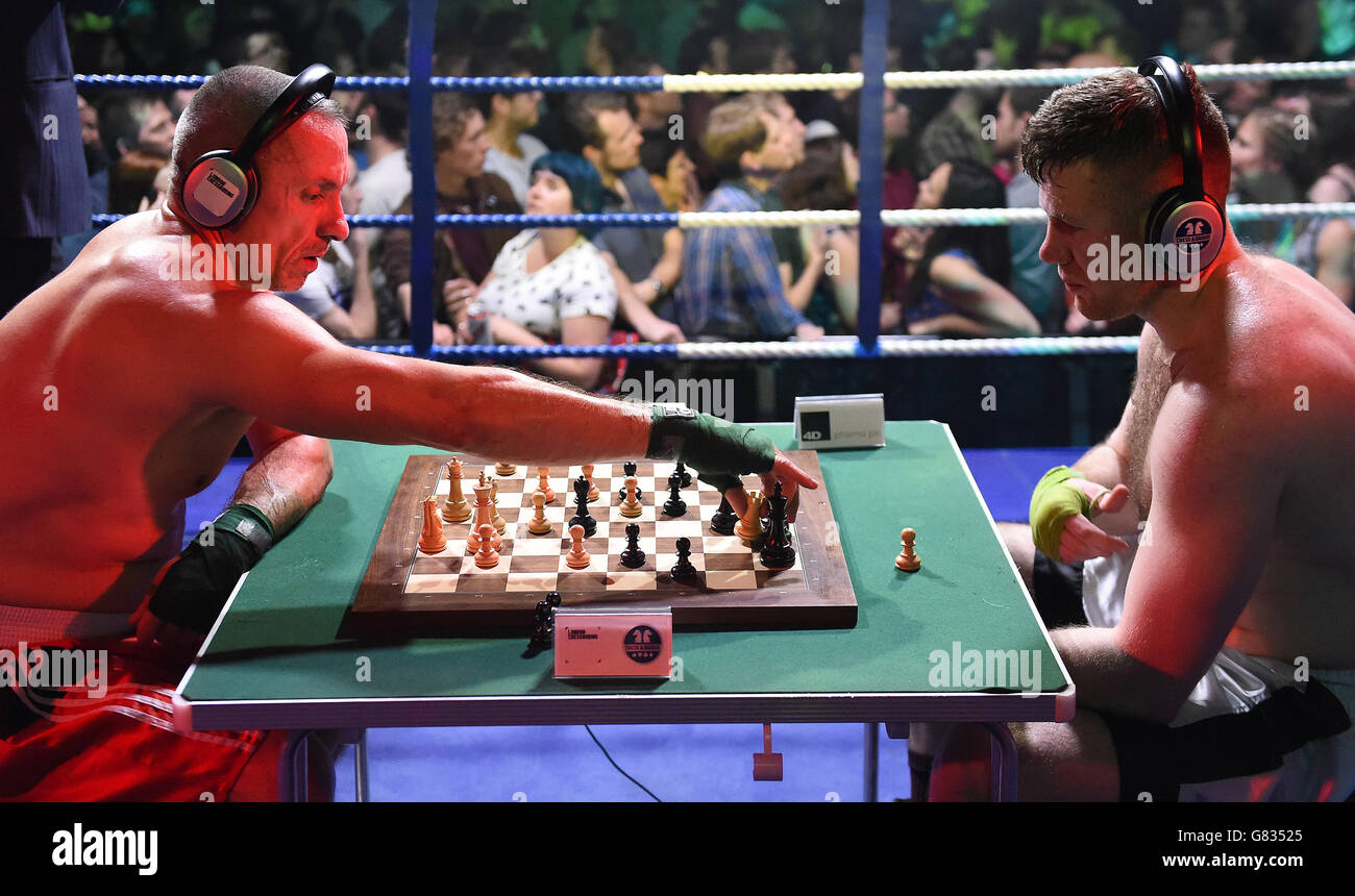 Karl Ouch and Ion Citu play a round of chess during their bout at News  Photo - Getty Images