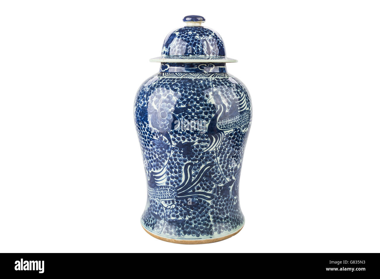 Antique traditional Chinese vase on a white background Stock Photo