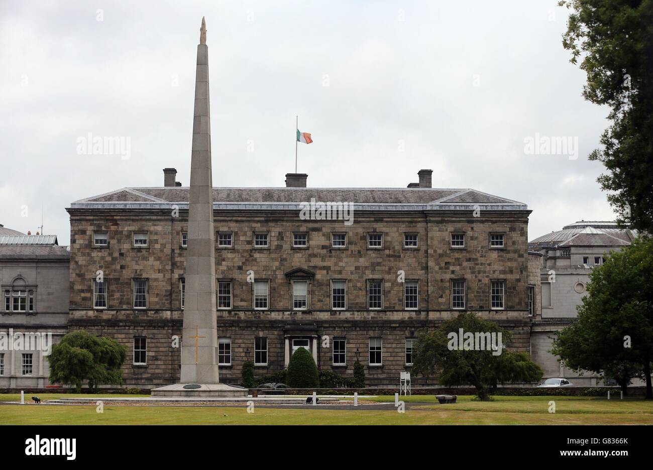 A flag flies at half mast at Leinster House, Dublin, where the Dail has
