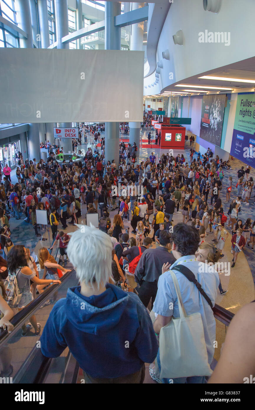 VidCon conference for YouTube creators, influencers, industry experts and fans at the Anaheim Convention Center in United States Stock Photo