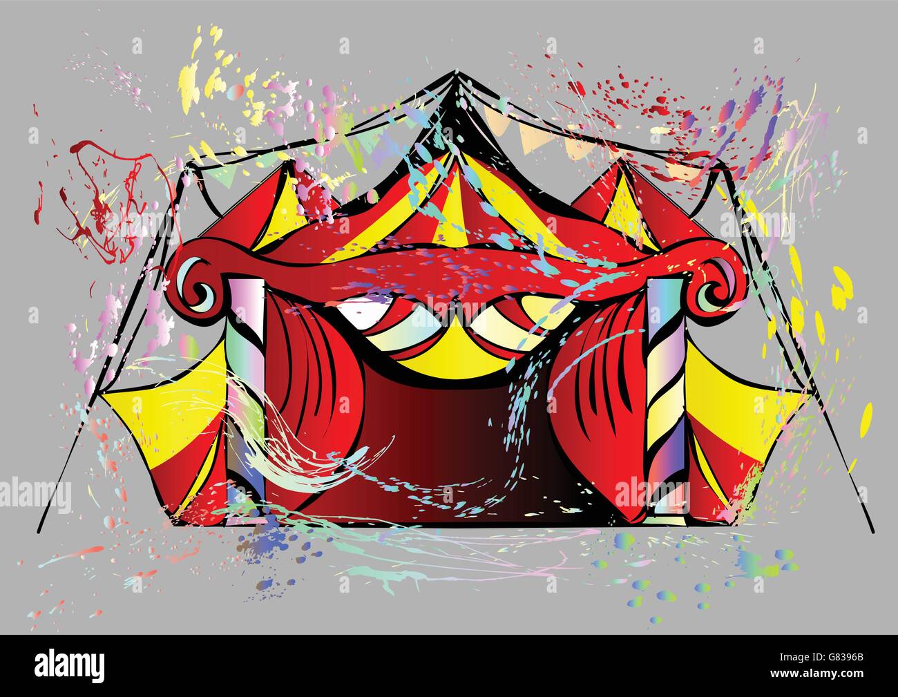 abstract circus tent with multicolor splash Stock Vector