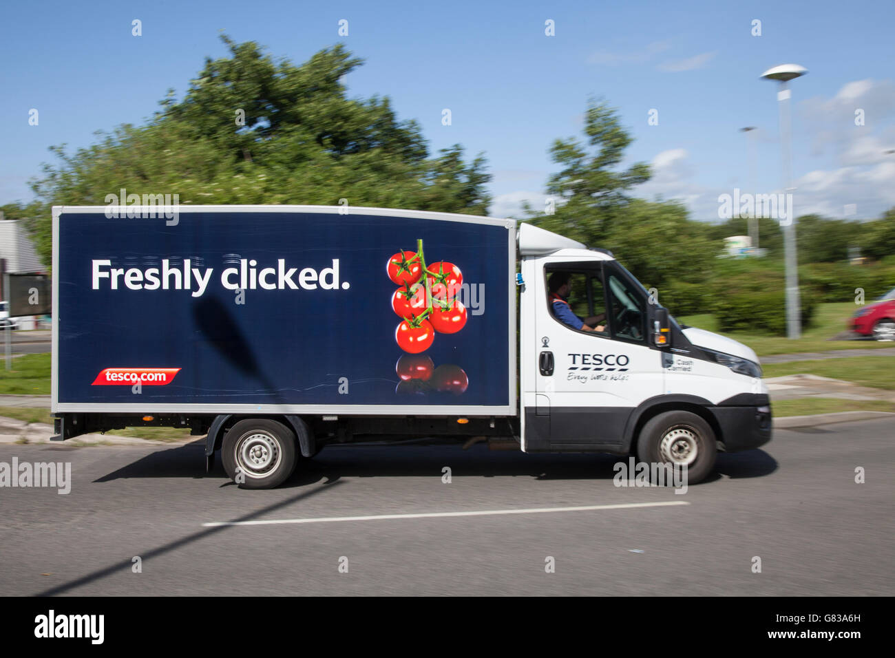 Tesco online delivery vehicle, in Southport, Mereyside, UK Stock Photo ...