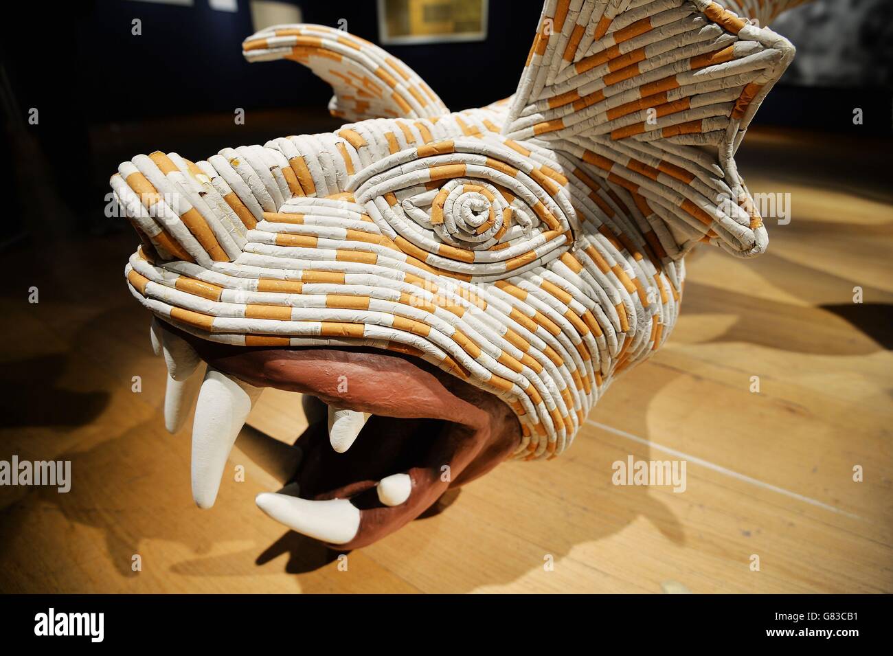 Drag-on by Sarah Lucas, which is made from thousands of cigarettes  (estimated &pound;350,000-&pound;450,000) at Christie's, London, which will  form part of the Post-War & Contemporary Art sale at the auction rooms Stock