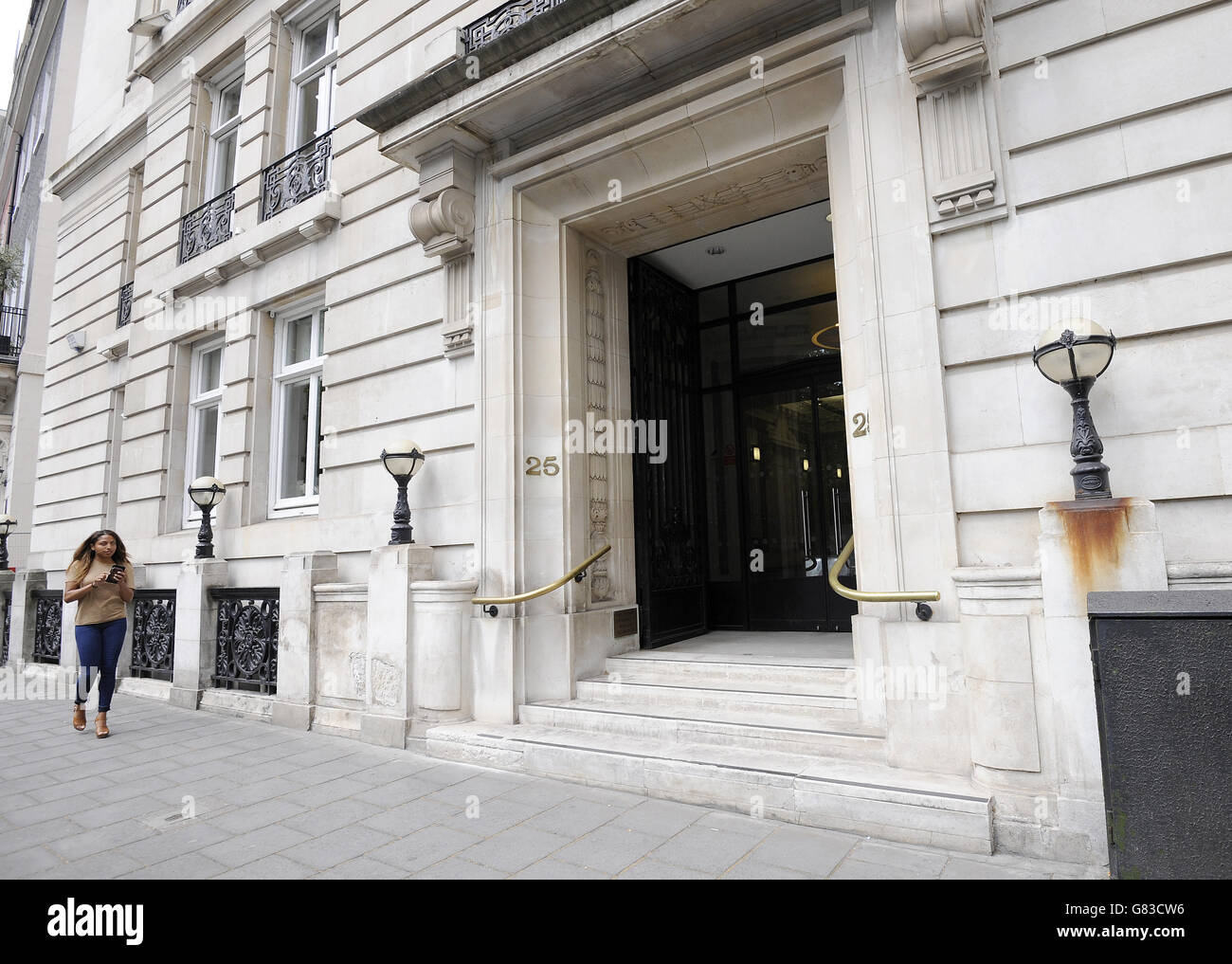 General view of Eurobank Ergasias, at 25 Berkeley Square, London. Stock Photo