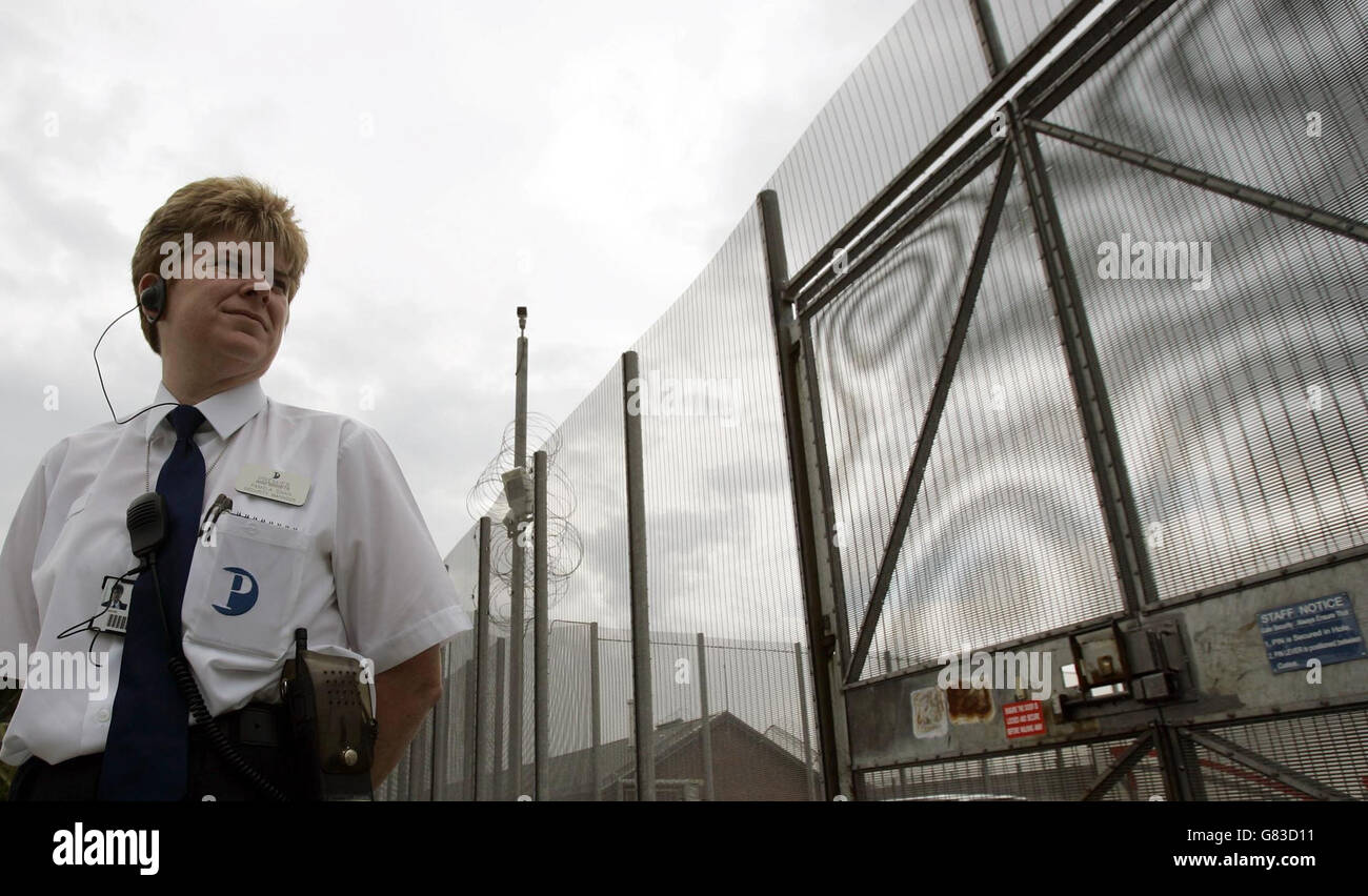 Private prison officers serco group by security gates kilmarnock prison
