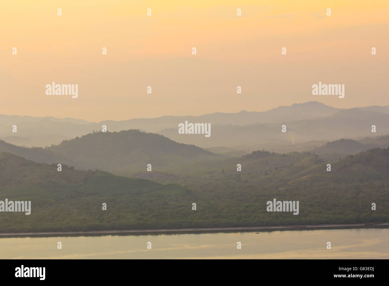 Sunset at scenic point of Khao Fha Chee, Ranong,Thailand. Stock Photo