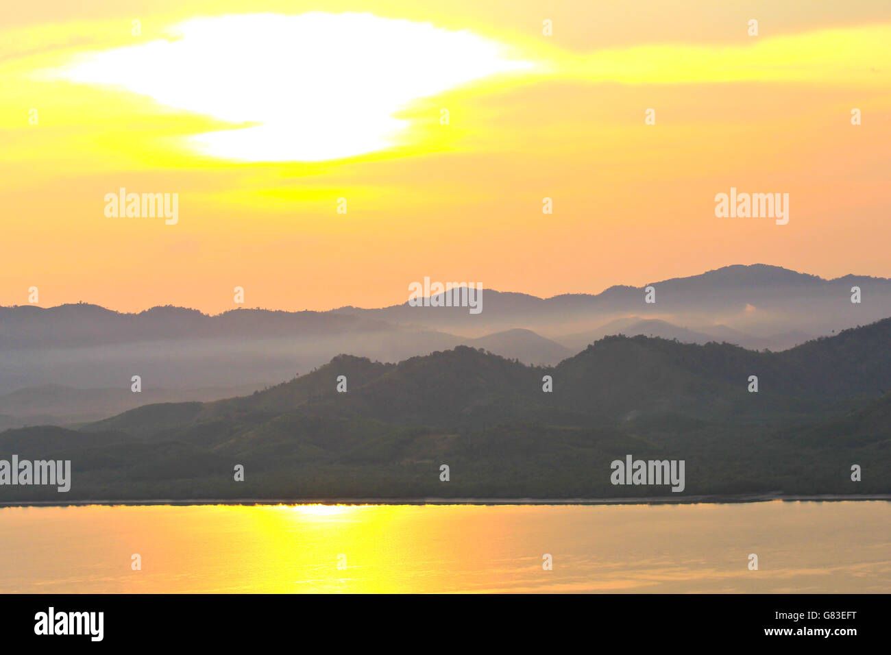 Sunset at scenic point of Khao Fha Chee, Ranong,Thailand. Stock Photo