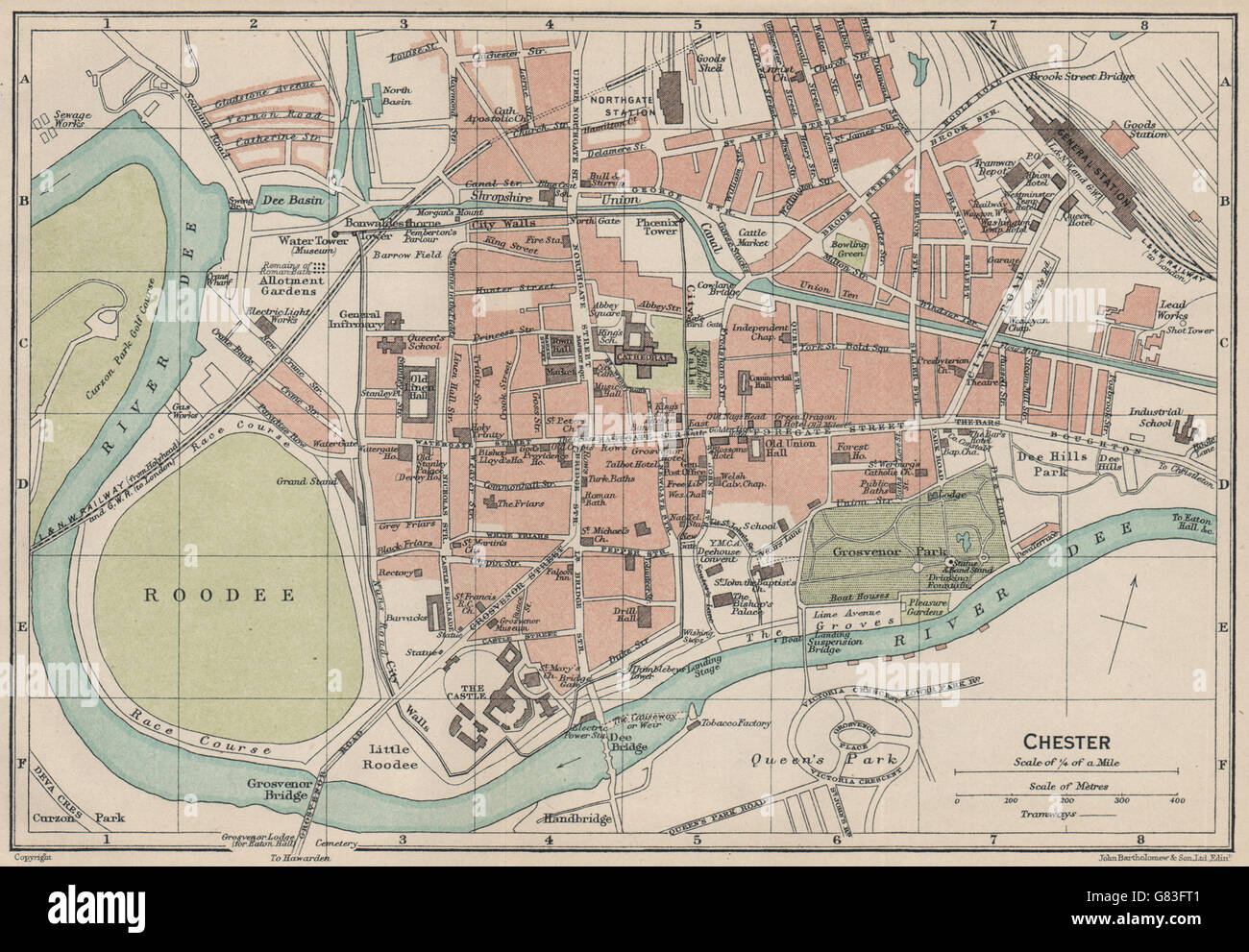 CHESTER. Vintage town city map plan. Cheshire, 1922 Stock Photo Alamy