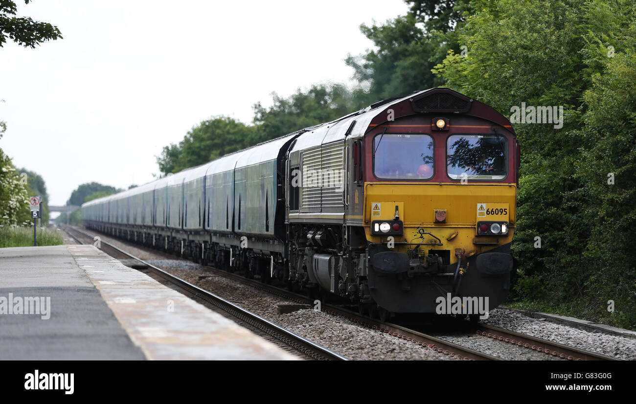 Freight trains with Drax carriages at Howden. PRESS ASSOCIATION Photo. Picture date: Wednesday June 17, 2015. See PA story . Photo credit should read: Lynne Cameron/PA Wire Stock Photo